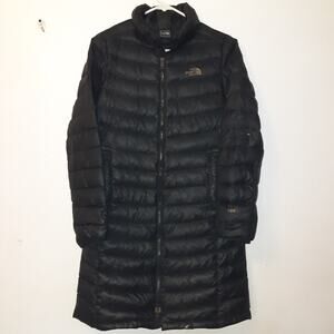 North Face 700 Fill Puffer Jacket Women's S Black Long Coat Quilted Parka Flaws